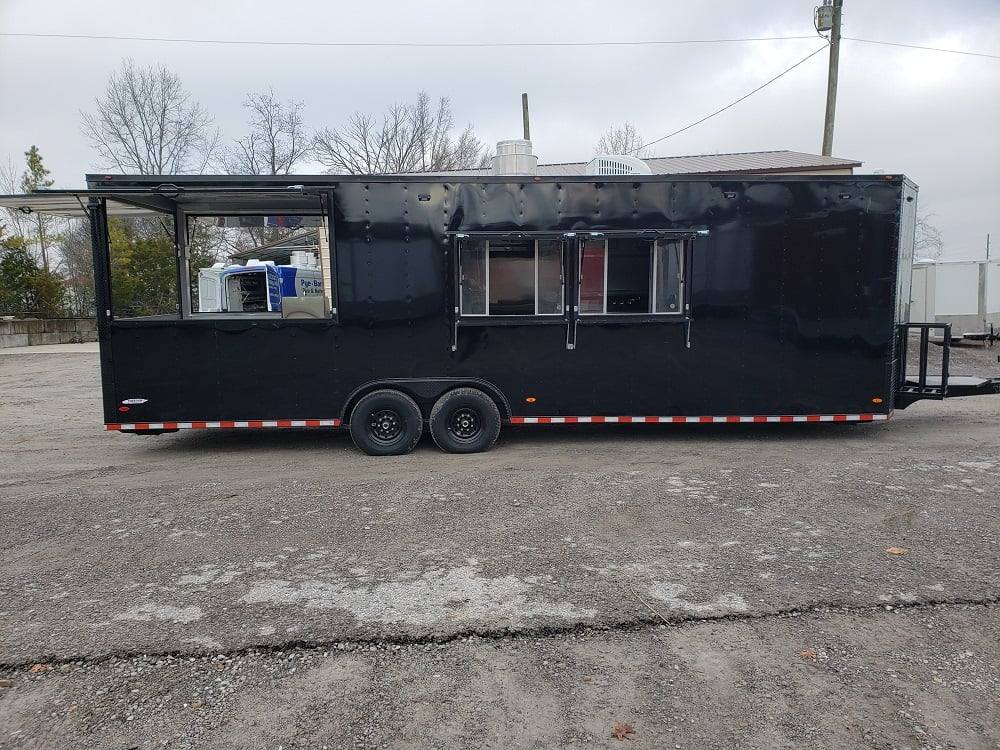 8.5' x 28' Black BBQ Concession Trailer with Restroom