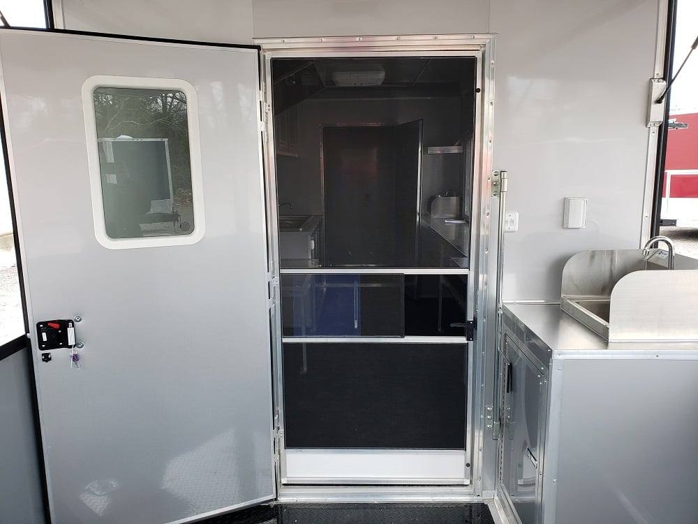8.5' x 28' Black BBQ Concession Trailer with Restroom