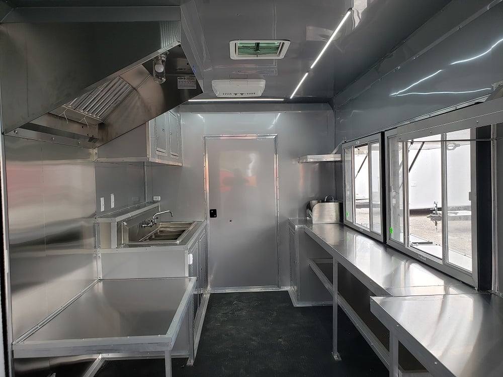8.5' x 28' Black BBQ Concession Trailer with Restroom