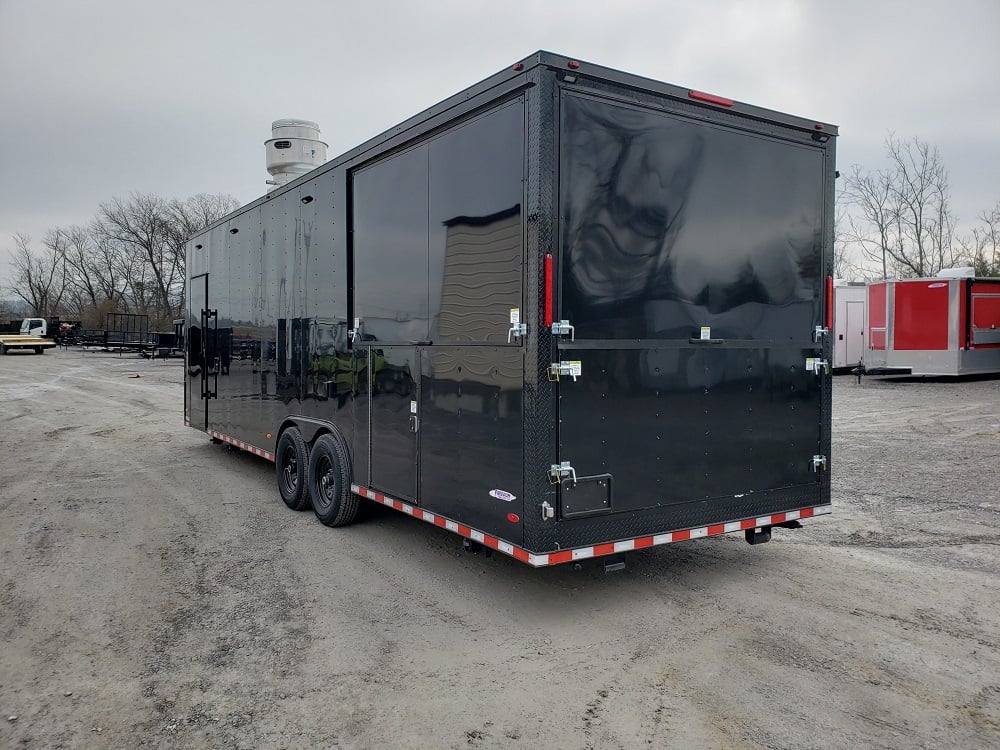 8.5' x 28' Black BBQ Concession Trailer with Restroom