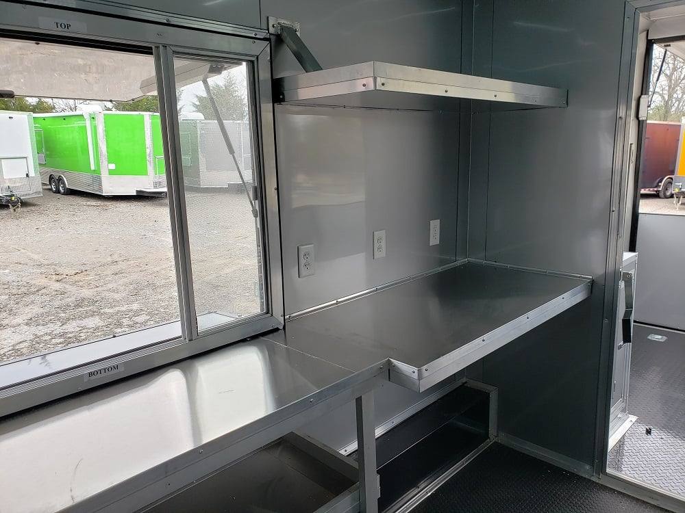 8.5' x 28' Black BBQ Concession Trailer with Restroom