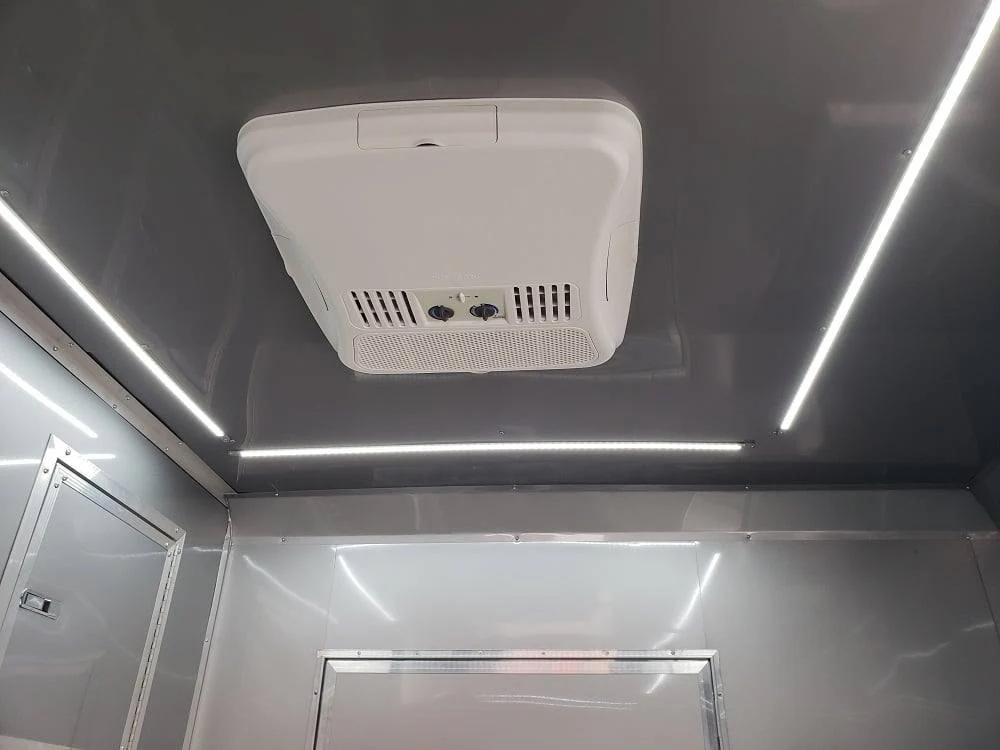 8.5' x 28' Black BBQ Concession Trailer with Restroom