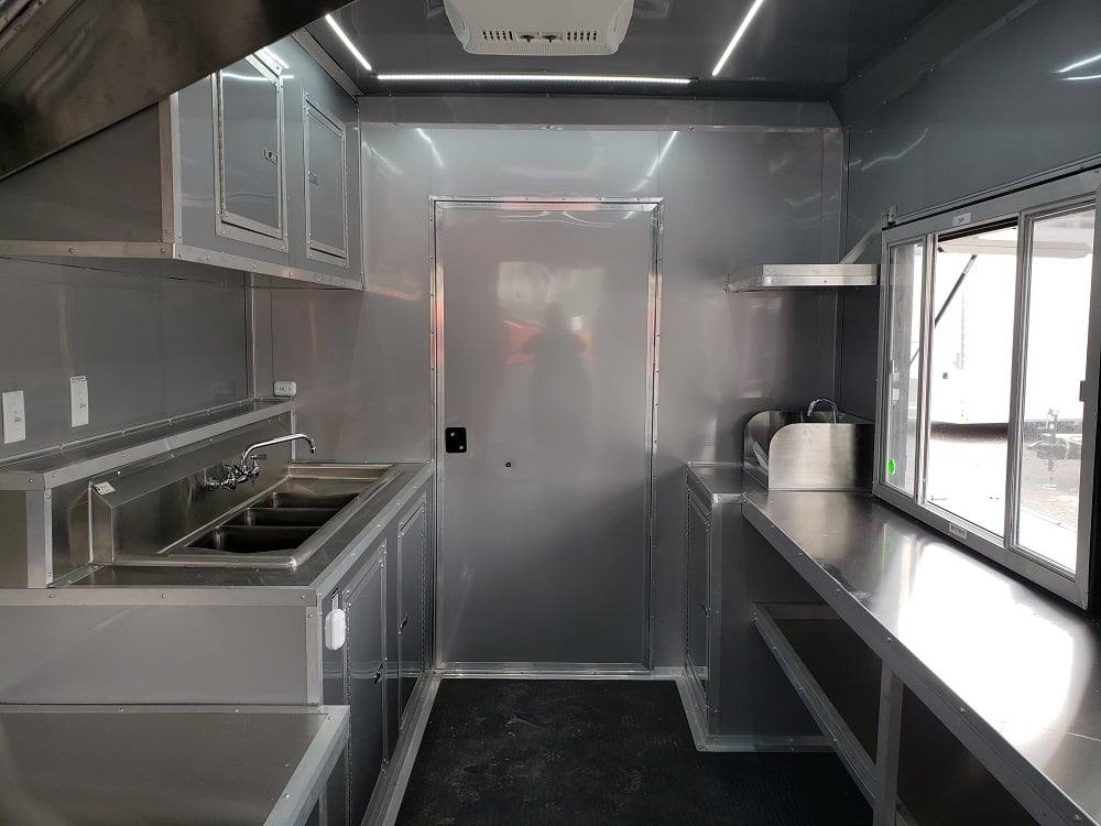 8.5' x 28' Black BBQ Concession Trailer with Restroom