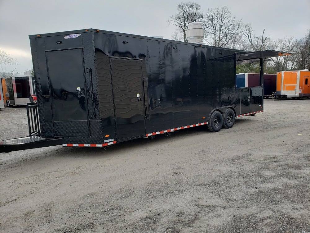 8.5' x 28' Black BBQ Concession Trailer with Restroom