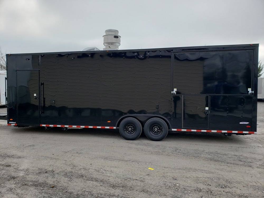 8.5' x 28' Black BBQ Concession Trailer with Restroom