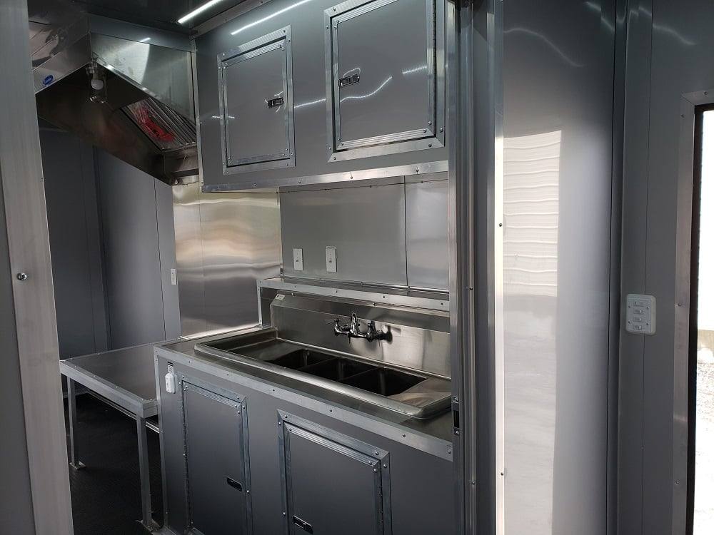 8.5' x 28' Black BBQ Concession Trailer with Restroom