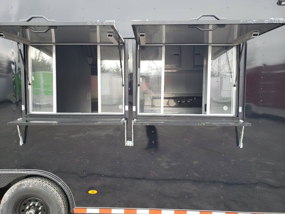 8.5' x 28' Black BBQ Concession Trailer with Restroom