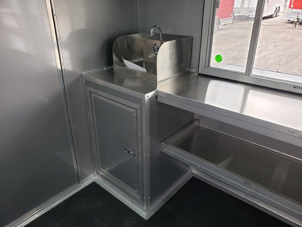 8.5' x 28' Black BBQ Concession Trailer with Restroom
