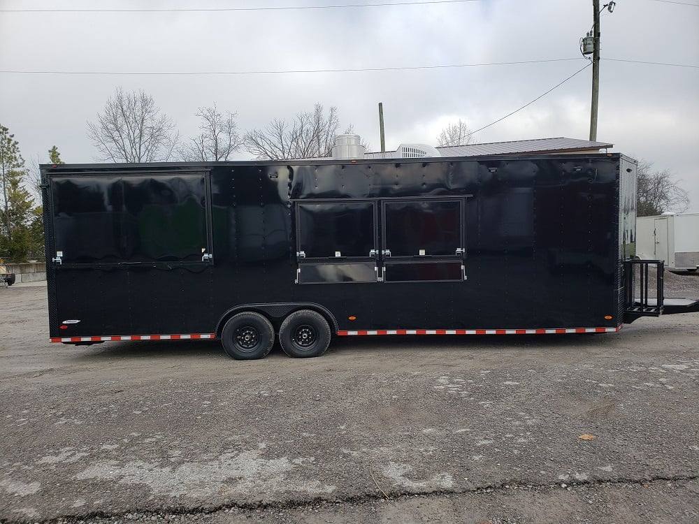 8.5' x 28' Black BBQ Concession Trailer with Restroom