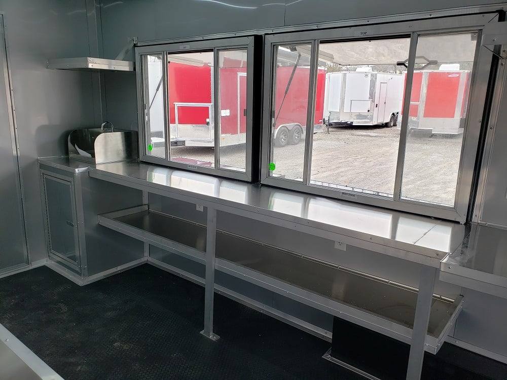 8.5' x 28' Black BBQ Concession Trailer with Restroom
