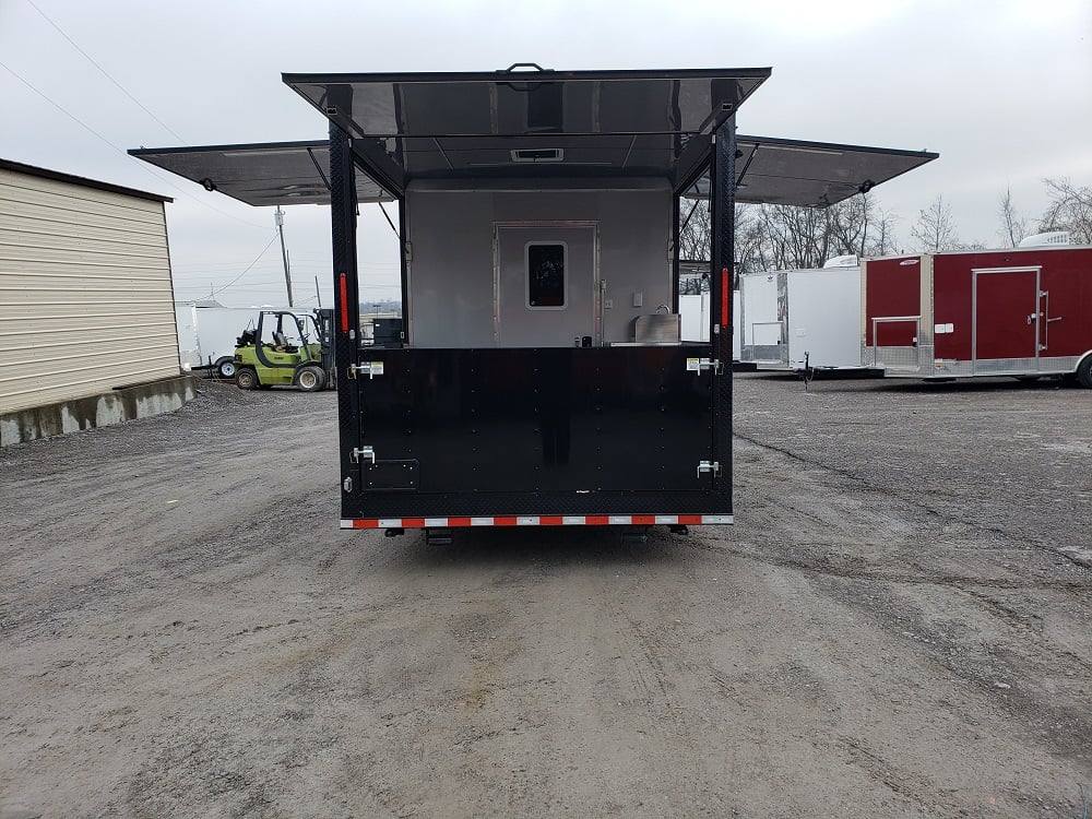 8.5' x 28' Black BBQ Concession Trailer with Restroom