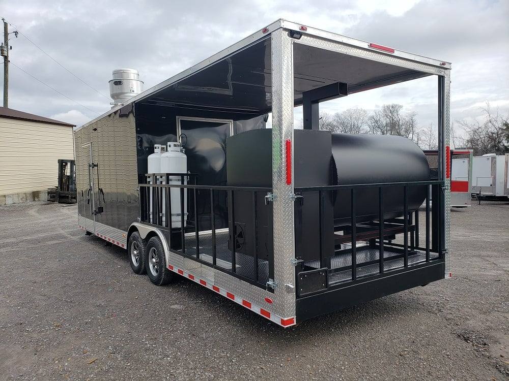 833-8.5-x-28-black-bbq-porch-concession-food-trailer-with-appliances-17.jpg 8.5' x 28' Black BBQ Porch Concession Food Trailer With Appliances