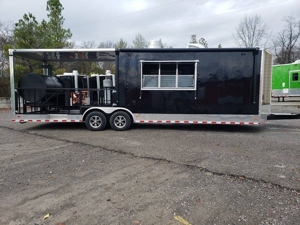 833-8.5-x-28-black-bbq-porch-concession-food-trailer-with-appliances-34.jpg 8.5' x 28' Black BBQ Porch Concession Food Trailer With Appliances