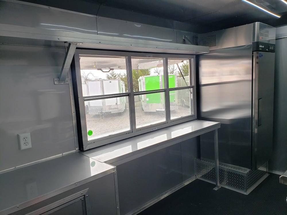 833-8.5-x-28-black-bbq-porch-concession-food-trailer-with-appliances-8.jpg 8.5' x 28' Black BBQ Porch Concession Food Trailer With Appliances