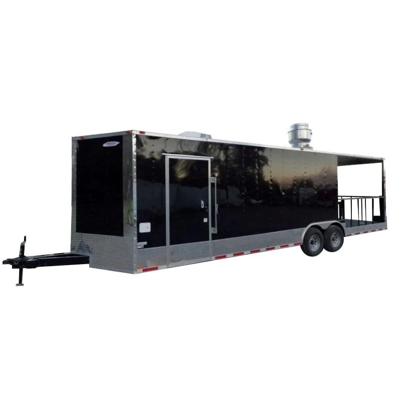 835-8.5-x-28-black-concession-bbq-food-event-catering-trailer-1.webp 8.5' x 28' Black Concession BBQ Food Event Catering Trailer