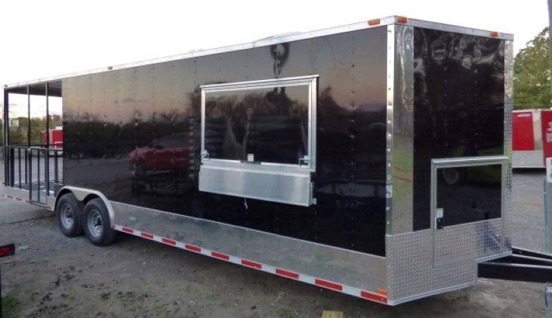835-8.5-x-28-black-concession-bbq-food-event-catering-trailer-12.jpg 8.5' x 28' Black Concession BBQ Food Event Catering Trailer