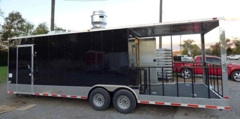 835-8.5-x-28-black-concession-bbq-food-event-catering-trailer-2.jpg 8.5' x 28' Black Concession BBQ Food Event Catering Trailer