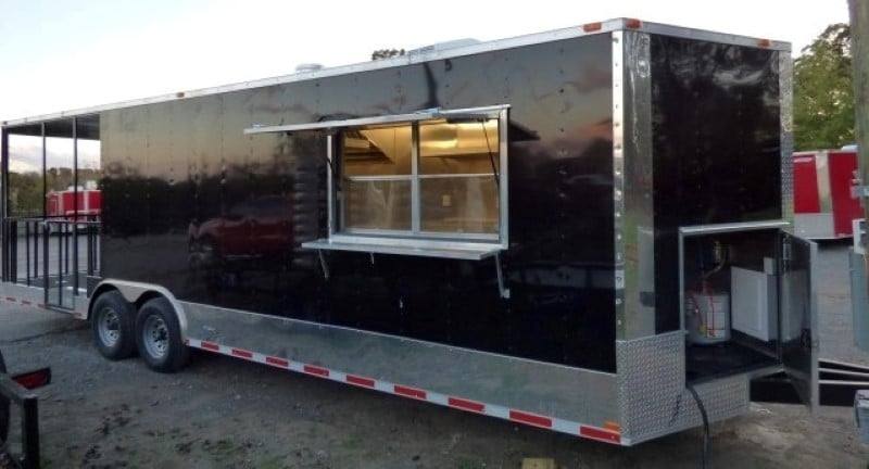 835-8.5-x-28-black-concession-bbq-food-event-catering-trailer-28.jpg 8.5' x 28' Black Concession BBQ Food Event Catering Trailer