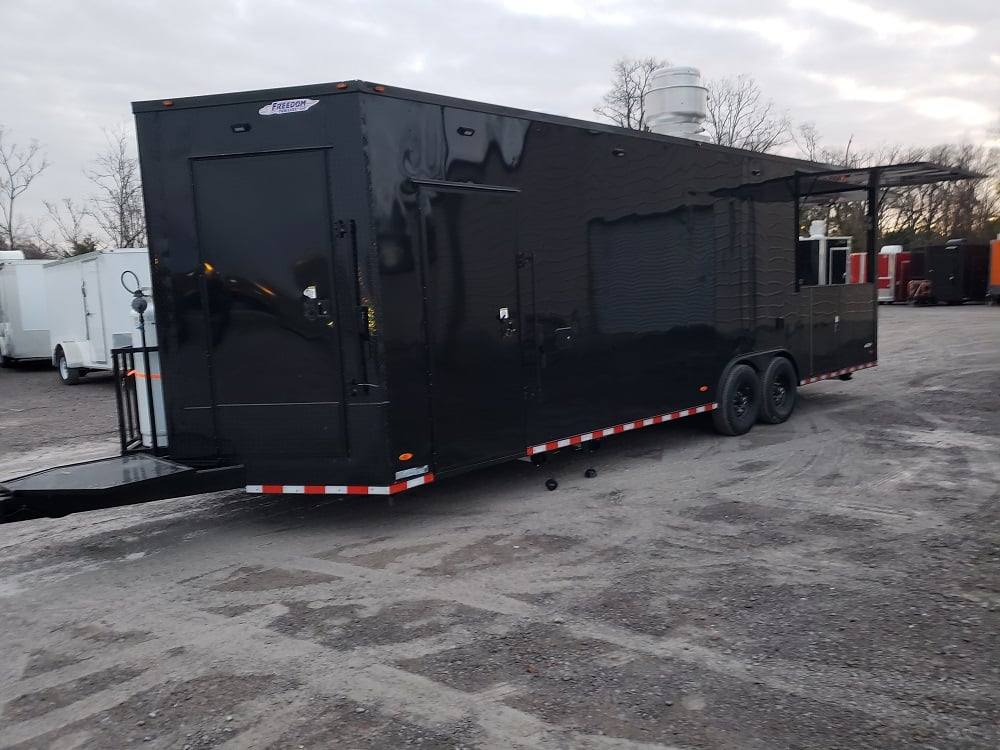 838-8.5-x-28-black-concession-food-trailer-with-restroom-and-appliances-2.jpg 8.5' x 28' Black Concession Food Trailer with Restroom and Appliances