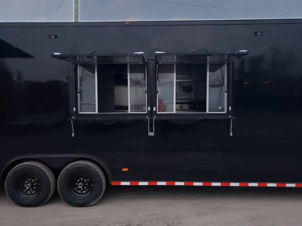 838-8.5-x-28-black-concession-food-trailer-with-restroom-and-appliances-4.webp 8.5' x 28' Black Concession Food Trailer with Restroom and Appliances