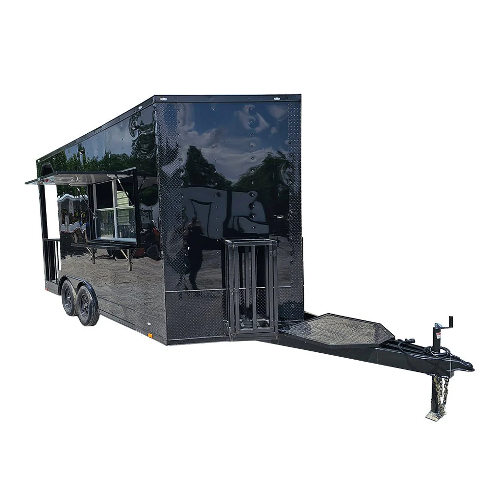 8.5' X 16' Black W/ Blackout Custom Concession With 4' Porch