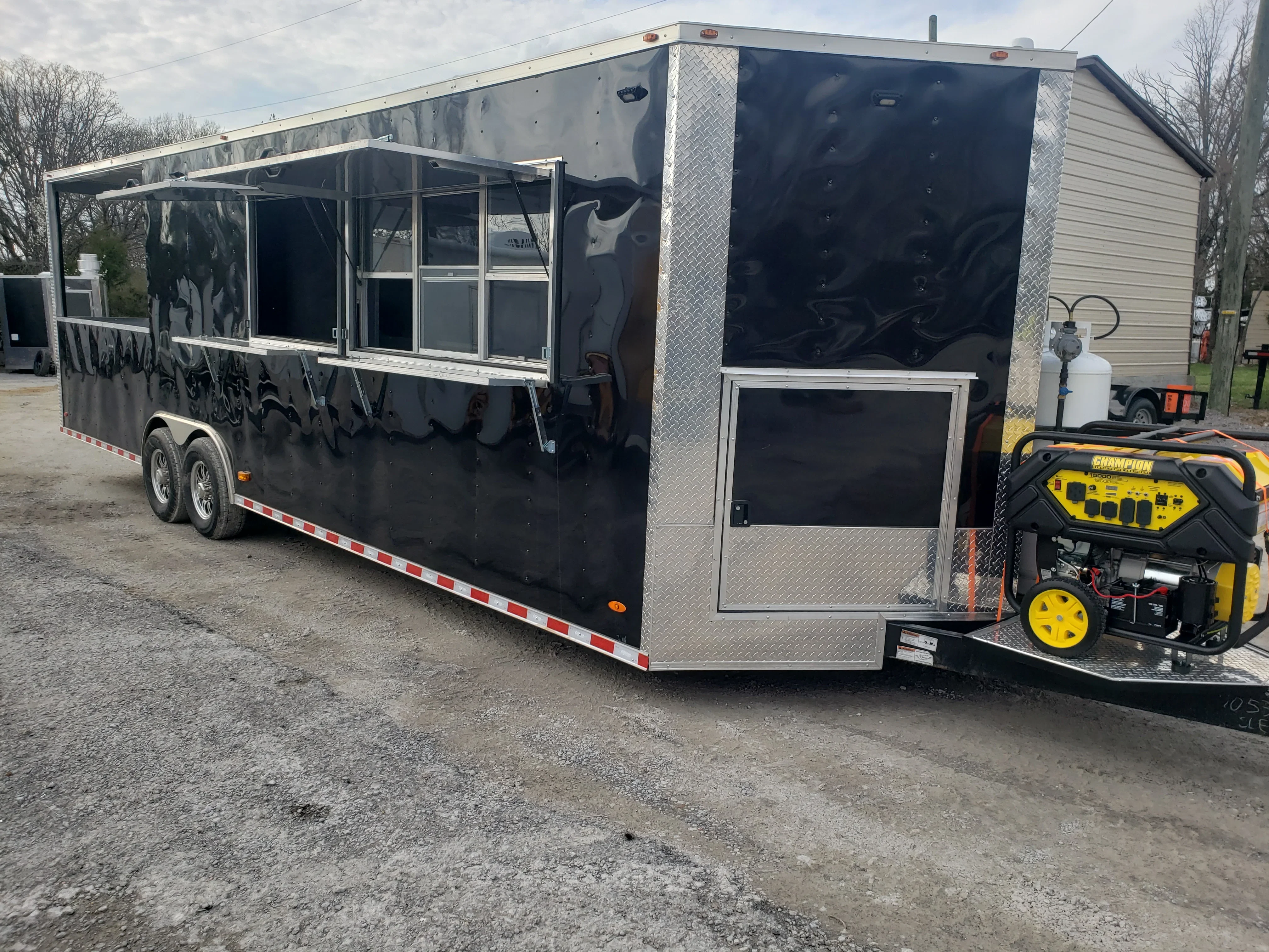 841-8.5-x-28-black-porch-style-bbq-vending-concession-trailer-11.webp 8.5' x 28' Black Porch Style BBQ Vending Concession Trailer