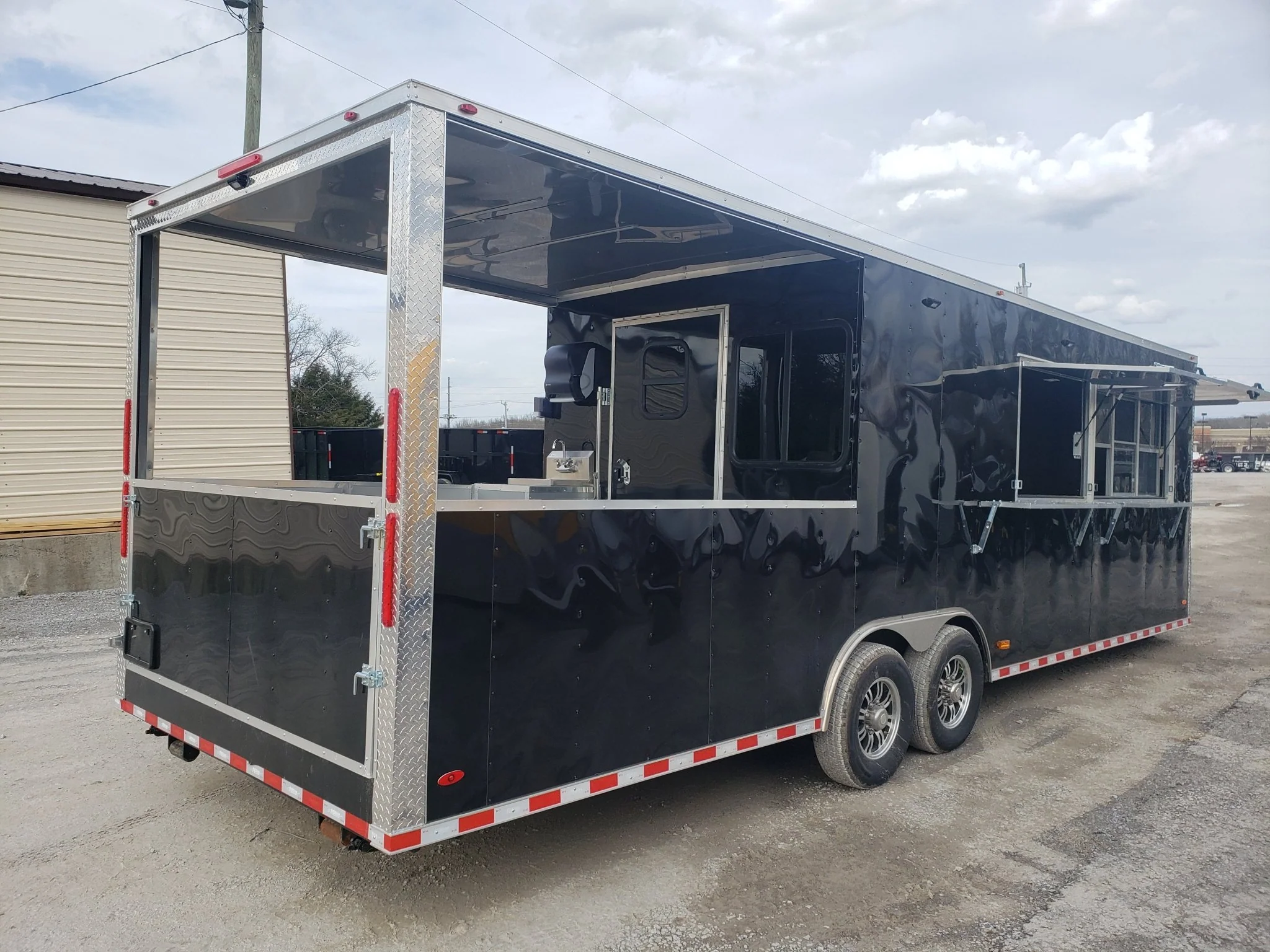 841-8.5-x-28-black-porch-style-bbq-vending-concession-trailer-13.webp 8.5' x 28' Black Porch Style BBQ Vending Concession Trailer