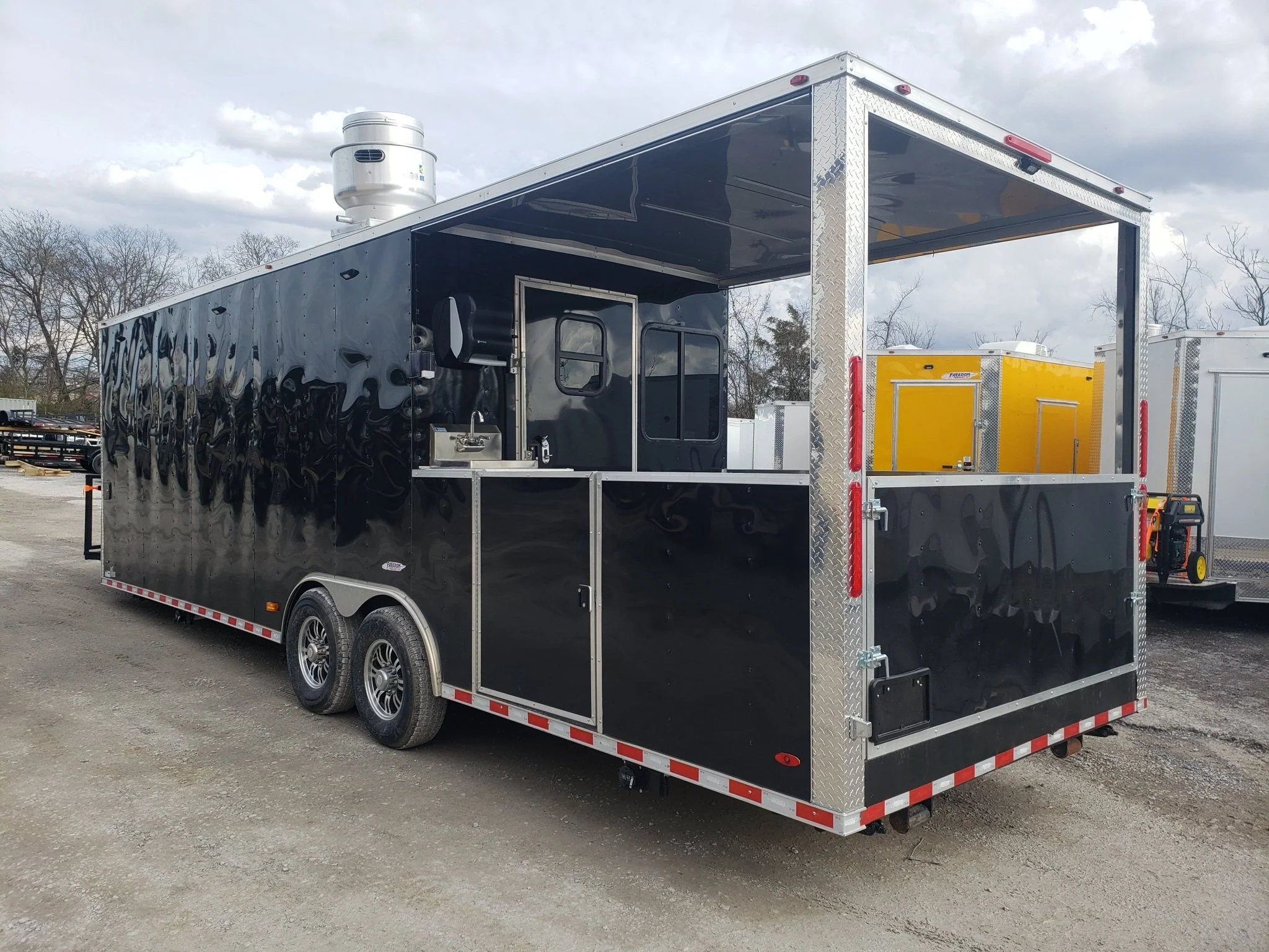 841-8.5-x-28-black-porch-style-bbq-vending-concession-trailer-5.webp 8.5' x 28' Black Porch Style BBQ Vending Concession Trailer