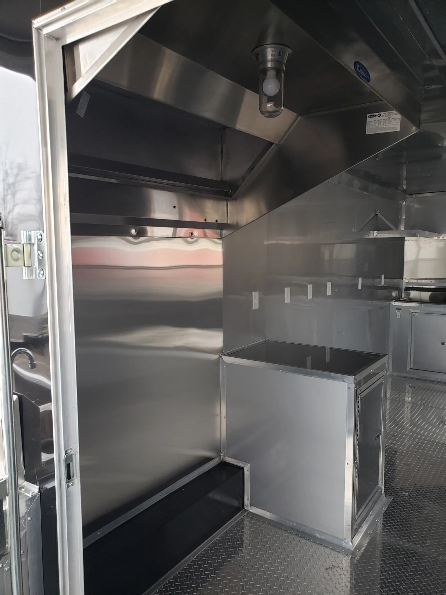 8.5' x 28' Black Porch Style BBQ Vending Concession Trailer