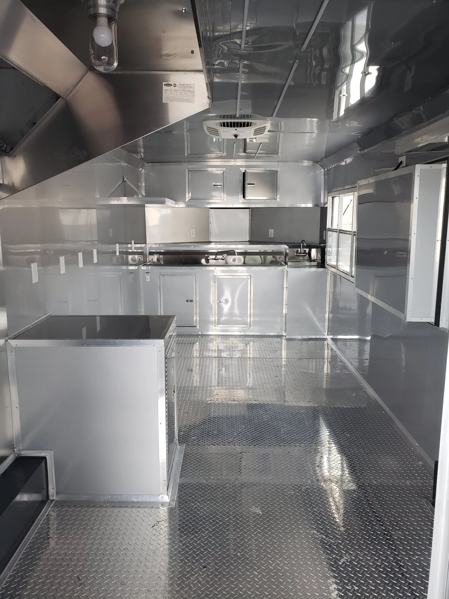 8.5' x 28' Black Porch Style BBQ Vending Concession Trailer