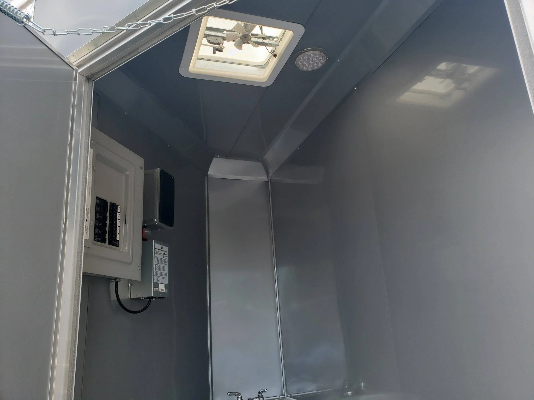 845-8.5-x-28-charcoal-gray-bbq-porch-concession-food-trailer-with-restroom-and-appliances-11.webp 8.5' x 28' Charcoal Gray BBQ Porch Concession Food Trailer with Restroom And Appliances
