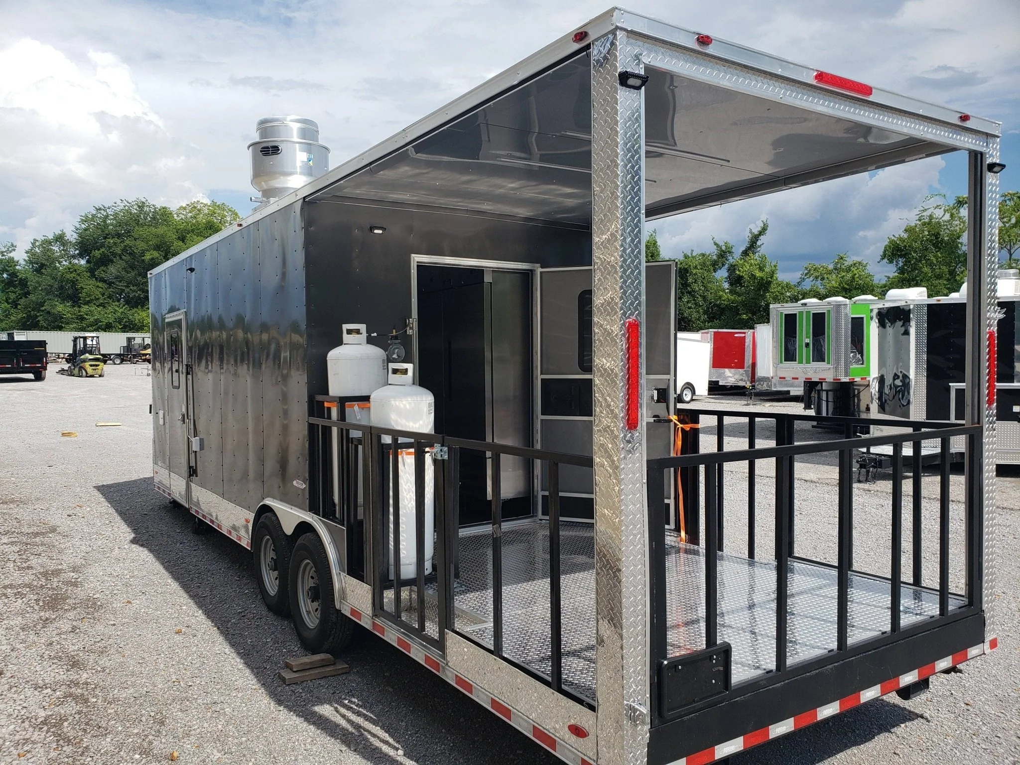 845-8.5-x-28-charcoal-gray-bbq-porch-concession-food-trailer-with-restroom-and-appliances-24.webp 8.5' x 28' Charcoal Gray BBQ Porch Concession Food Trailer with Restroom And Appliances