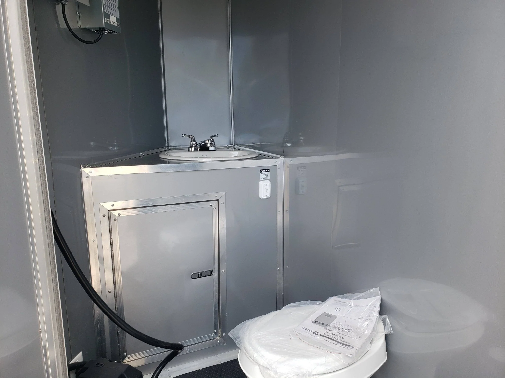 845-8.5-x-28-charcoal-gray-bbq-porch-concession-food-trailer-with-restroom-and-appliances-7.webp 8.5' x 28' Charcoal Gray BBQ Porch Concession Food Trailer with Restroom And Appliances