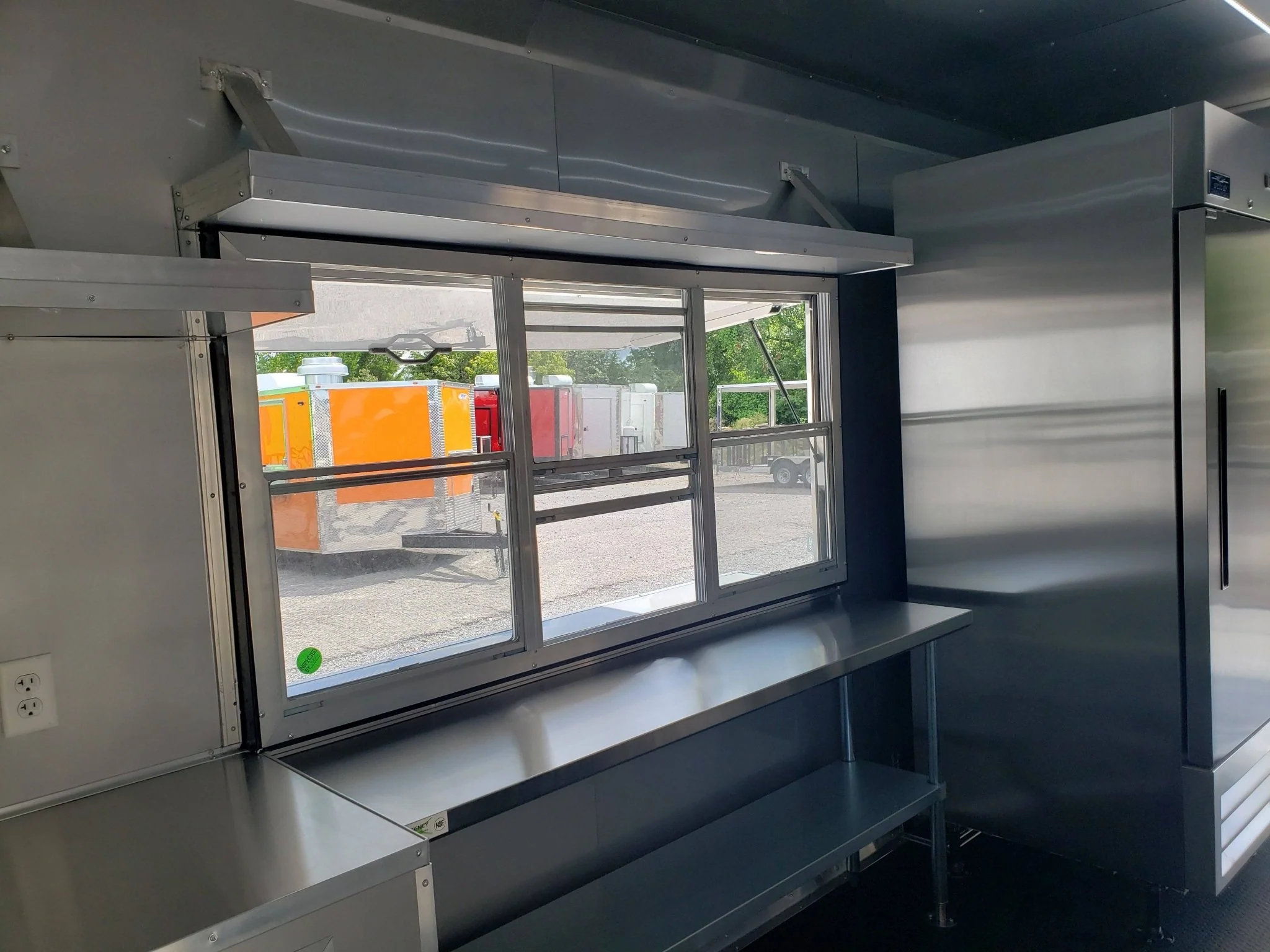845-8.5-x-28-charcoal-gray-bbq-porch-concession-food-trailer-with-restroom-and-appliances-9.webp 8.5' x 28' Charcoal Gray BBQ Porch Concession Food Trailer with Restroom And Appliances
