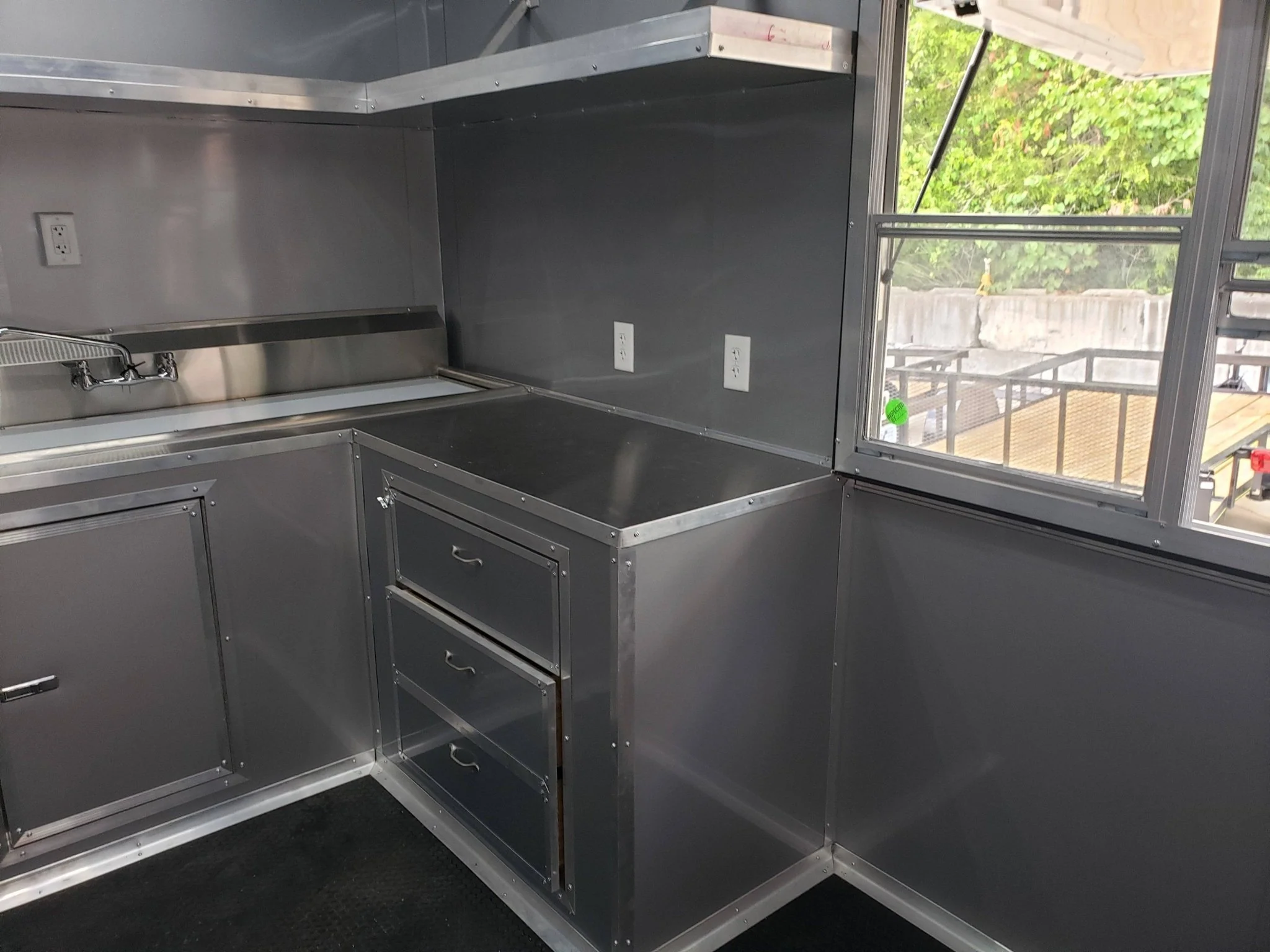 846-8.5-x-28-charcoal-gray-porch-style-concession-trailer-with-restroom-8.webp 8.5' x 28' Charcoal Gray Porch Style Concession Trailer with Restroom