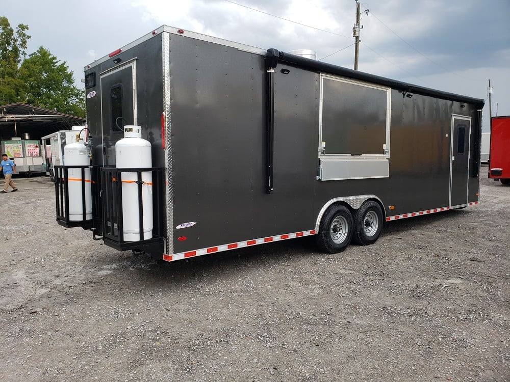 8.5' x 28' Charcoal Grey Concession Food Trailer With Appliances