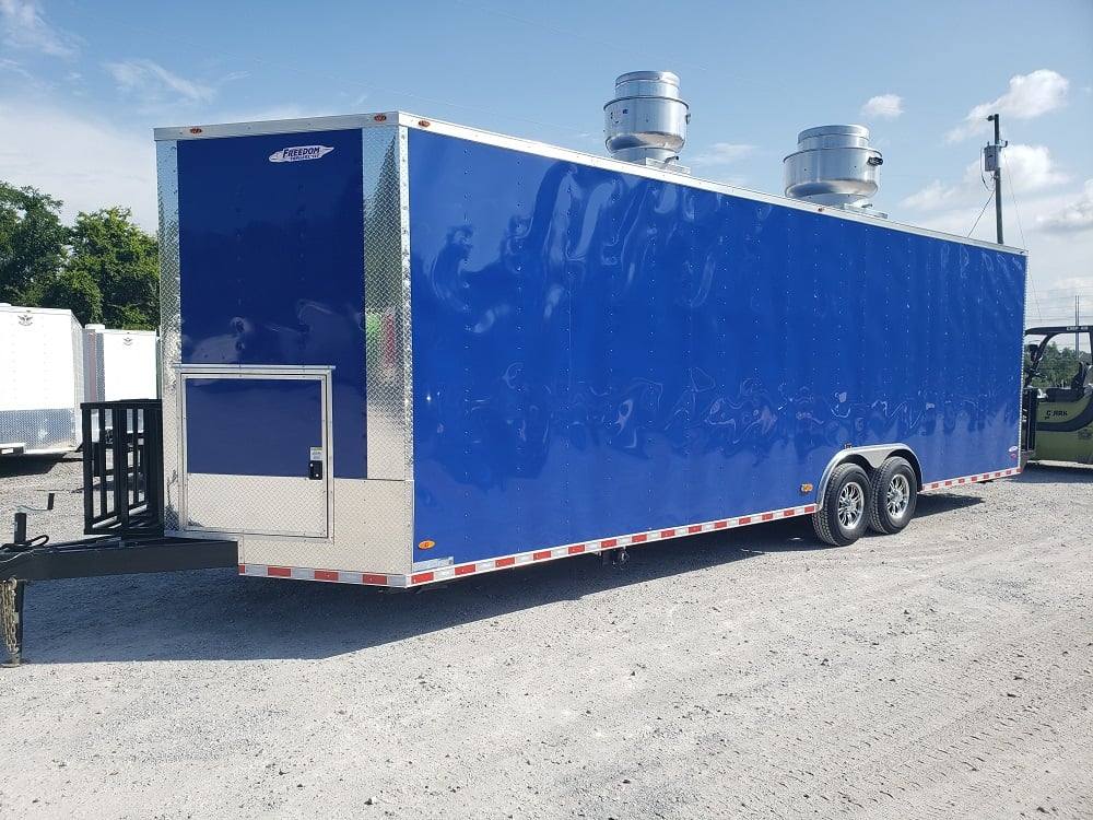 850-8.5-x-28-cobalt-blue-catering-food-trailer-1.jpg 8.5' x 28' Cobalt Blue Catering Food Trailer