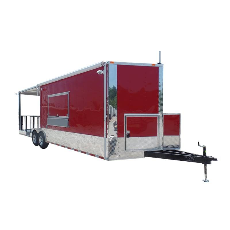 852-8.5-x-28-concession-bbq-food-trailer-red-event-catering-1.jpg 8.5' x 28' Concession BBQ Food Trailer Red Event Catering