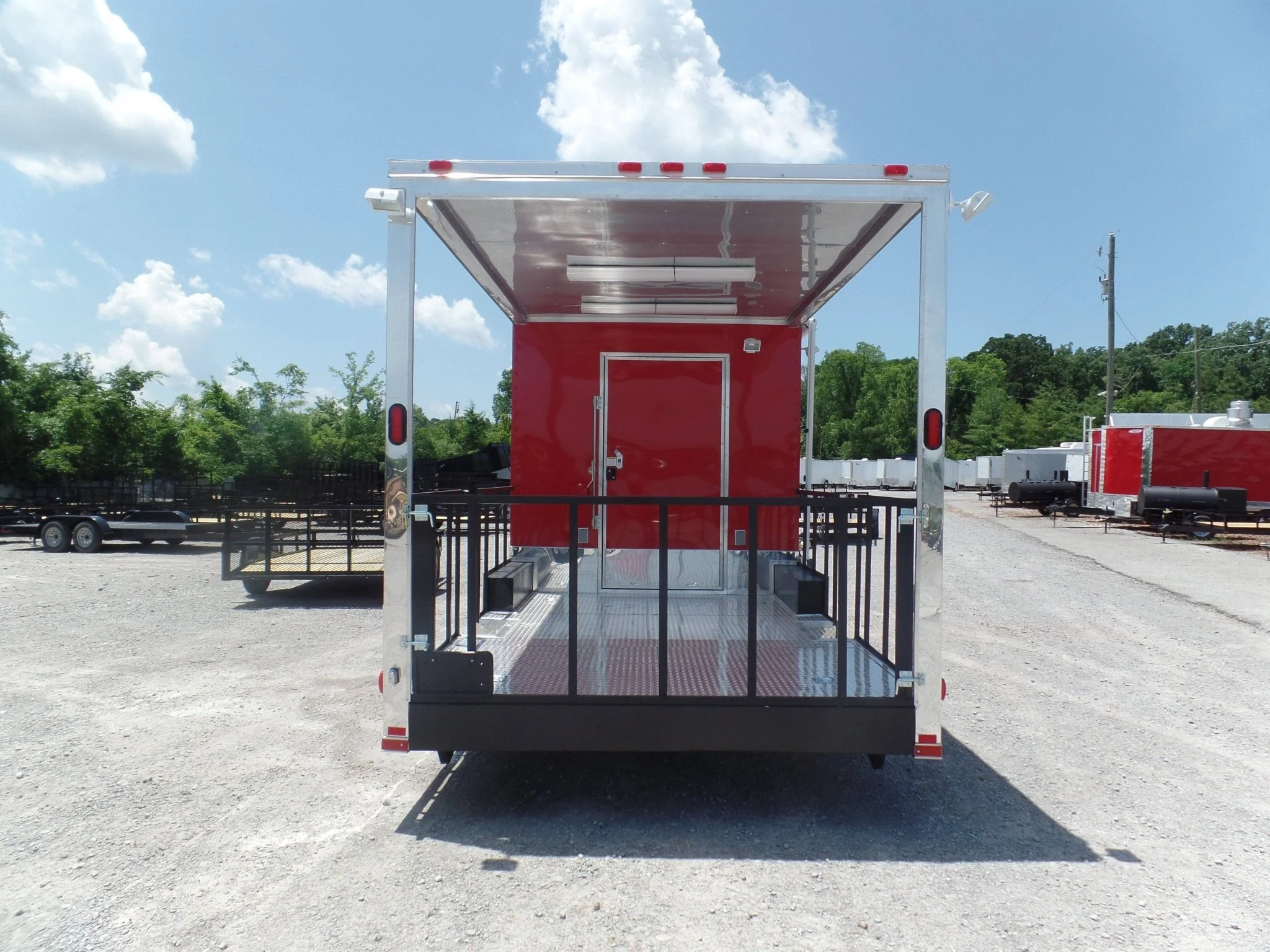 852-8.5-x-28-concession-bbq-food-trailer-red-event-catering-10.webp 8.5' x 28' Concession BBQ Food Trailer Red Event Catering
