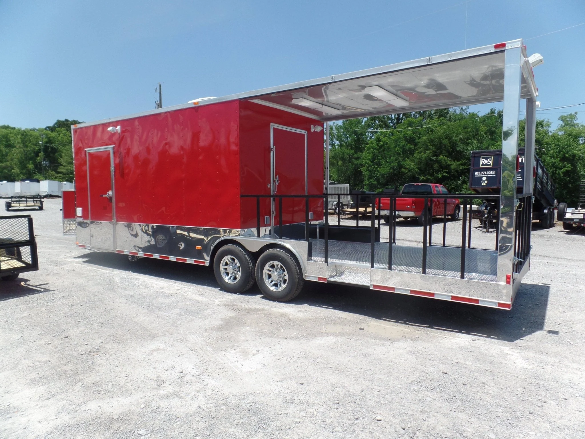 852-8.5-x-28-concession-bbq-food-trailer-red-event-catering-13.webp 8.5' x 28' Concession BBQ Food Trailer Red Event Catering
