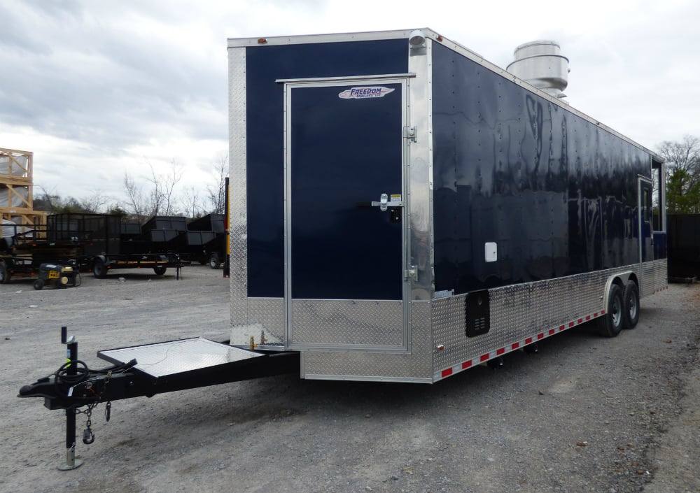 853-8.5-x-28-concession-blue-bbq-food-event-catering-trailer-2.jpg 8.5' x 28' Concession Blue BBQ Food Event Catering Trailer