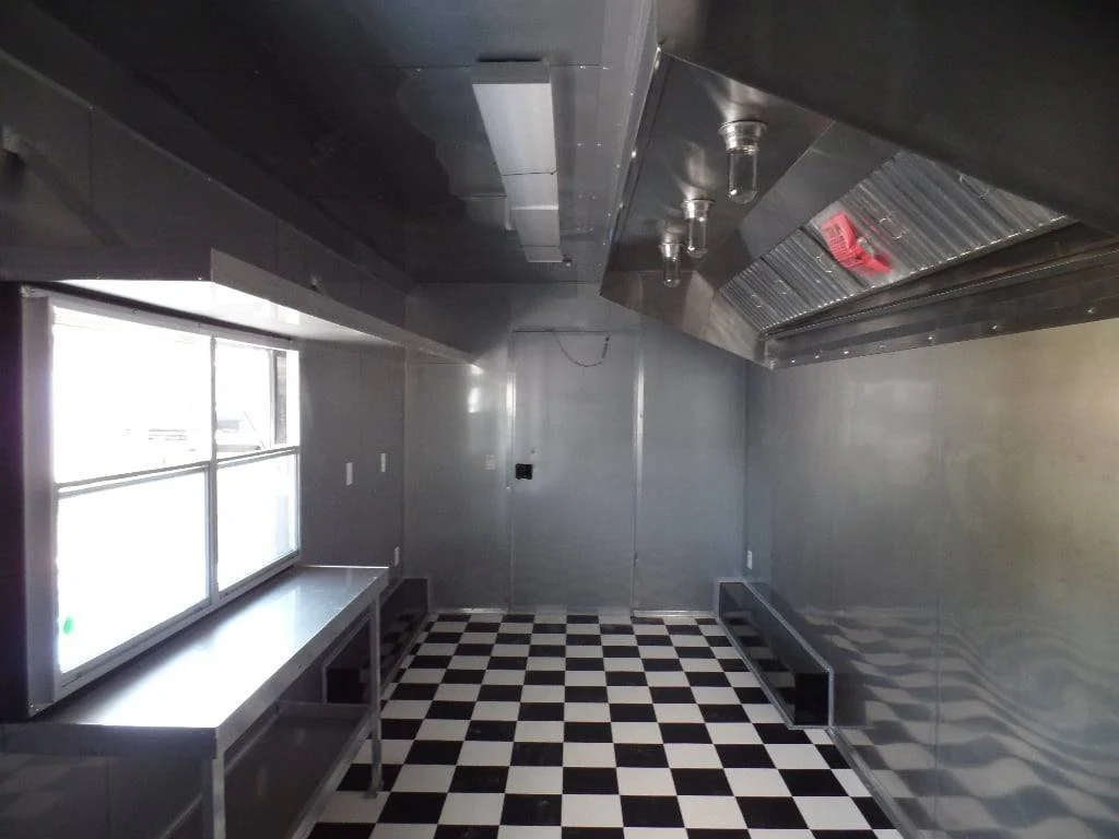 854-8.5-x-28-concession-food-trailer-red-bbq-event-catering-10.webp 8.5' x 28' Concession Food Trailer Red BBQ Event Catering