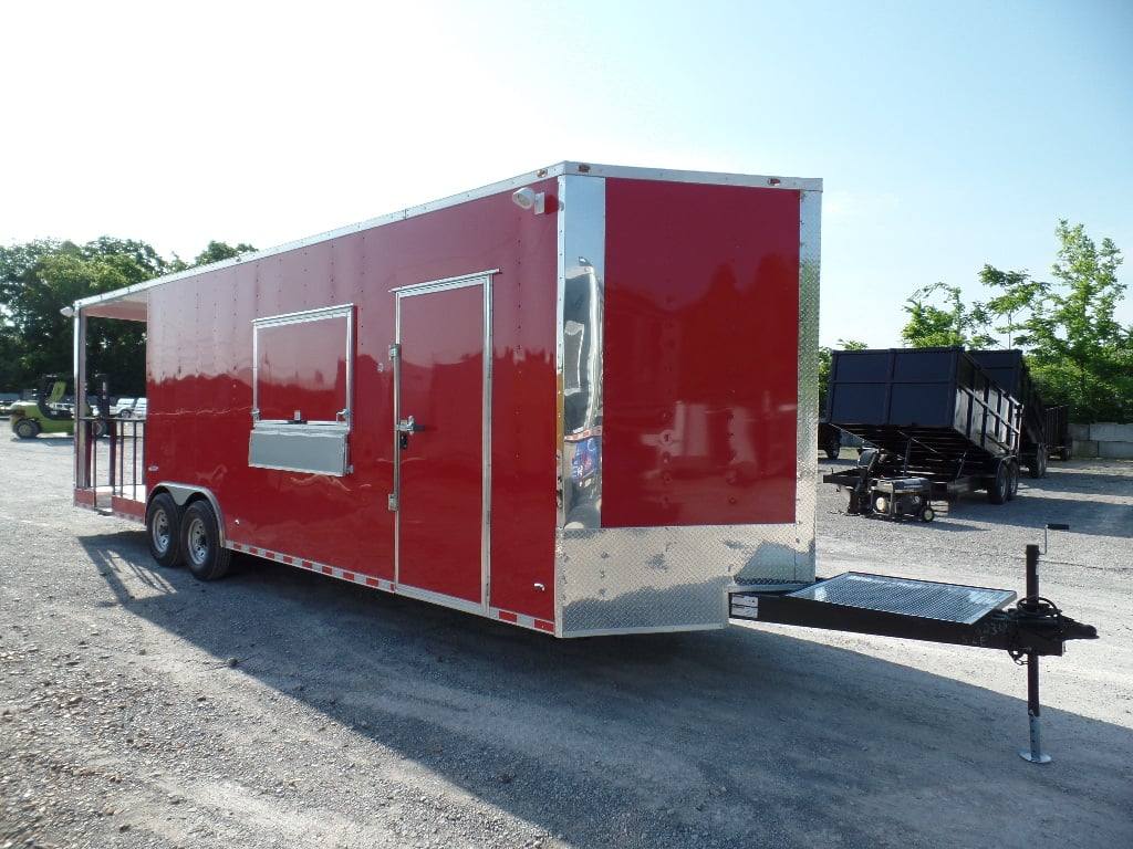 854-8.5-x-28-concession-food-trailer-red-bbq-event-catering-17.jpg 8.5' x 28' Concession Food Trailer Red BBQ Event Catering