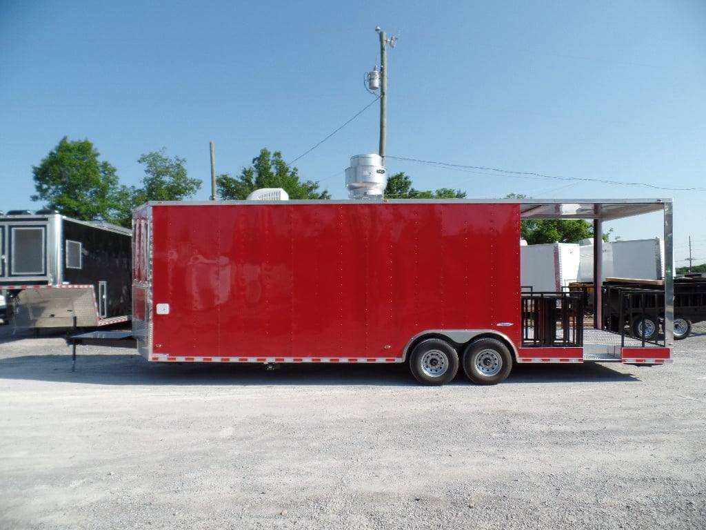 854-8.5-x-28-concession-food-trailer-red-bbq-event-catering-3.jpg 8.5' x 28' Concession Food Trailer Red BBQ Event Catering