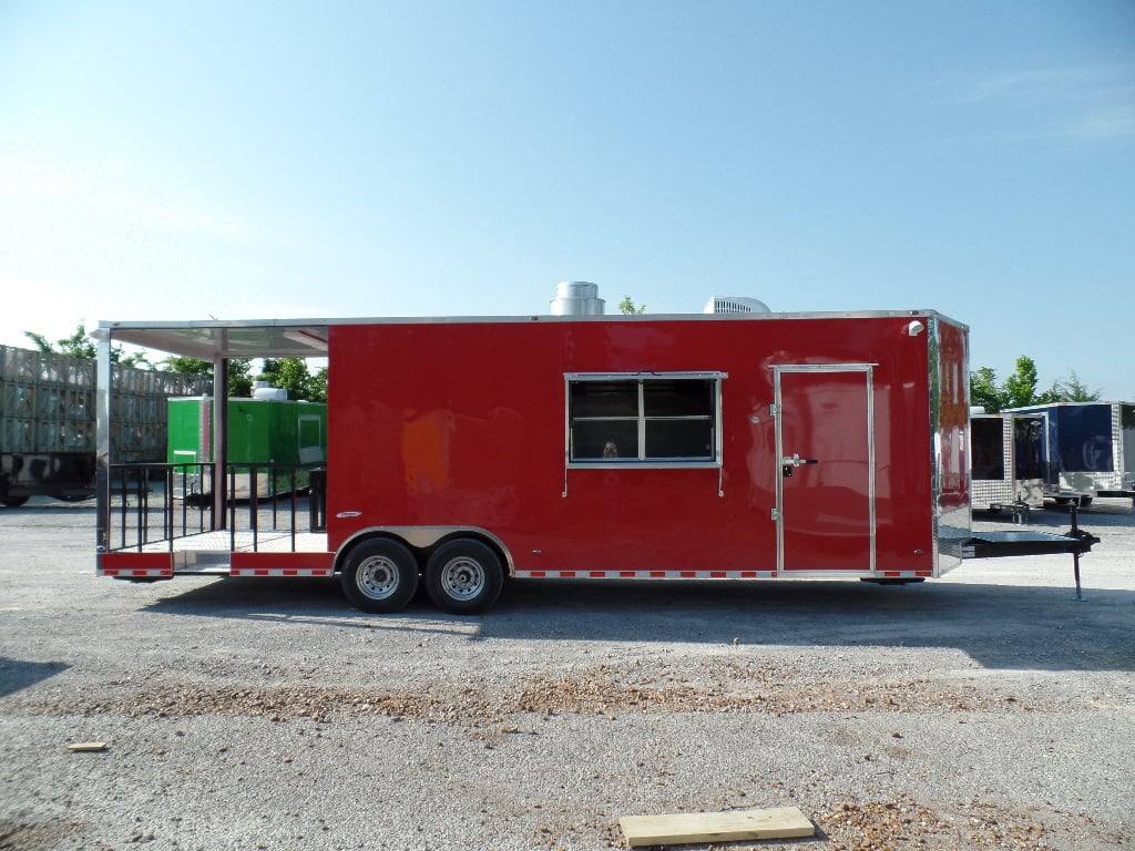 854-8.5-x-28-concession-food-trailer-red-bbq-event-catering-4.jpg 8.5' x 28' Concession Food Trailer Red BBQ Event Catering