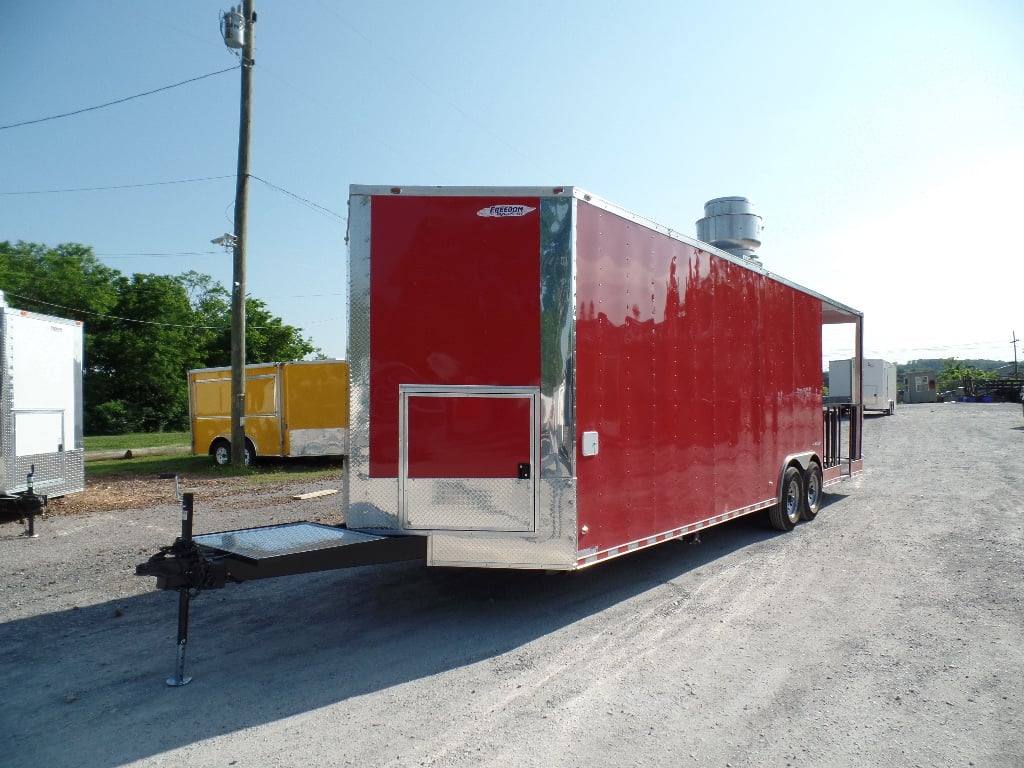854-8.5-x-28-concession-food-trailer-red-bbq-event-catering-9.jpg 8.5' x 28' Concession Food Trailer Red BBQ Event Catering