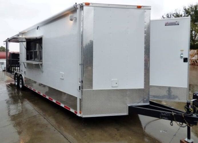 858-8.5-x-28-concession-food-trailer-white-bbq-catering-event-20.jpg 8.5' x 28' Concession Food Trailer White BBQ Catering Event