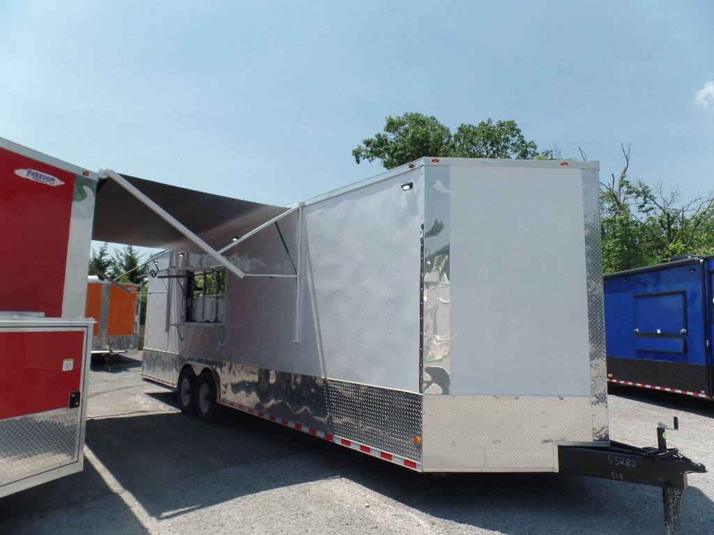 8.5' x 28' Concession Food White Catering Event Trailer