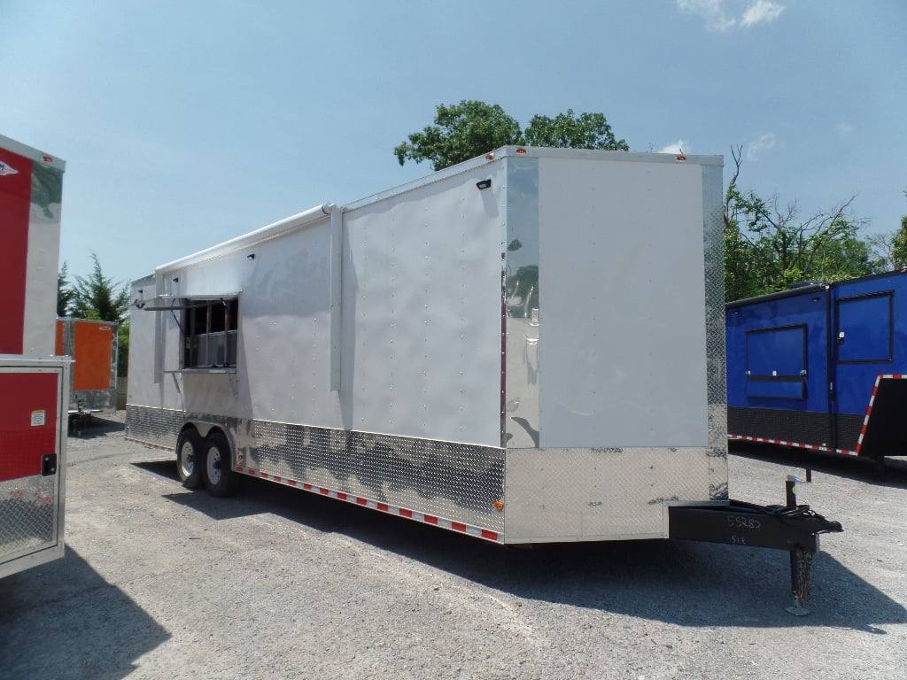 8.5' x 28' Concession Food White Catering Event Trailer