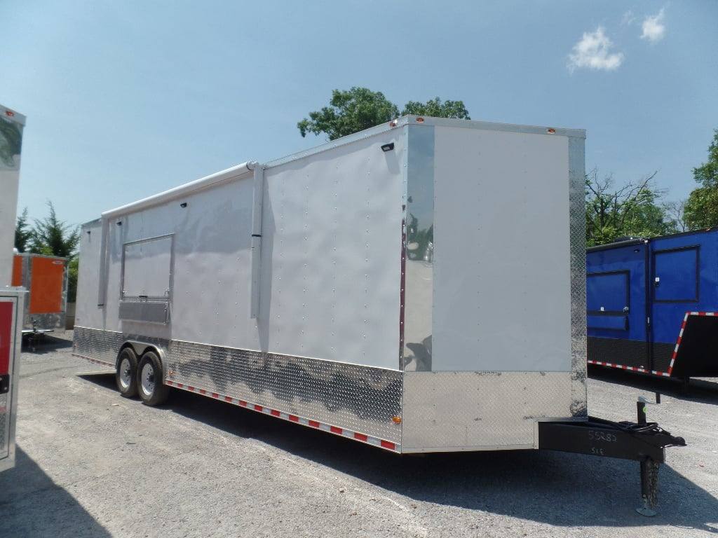 8.5' x 28' Concession Food White Catering Event Trailer